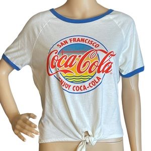 COCA COLA SAN FRANCISCO M ringer tee raglan sleeve tie front graphic